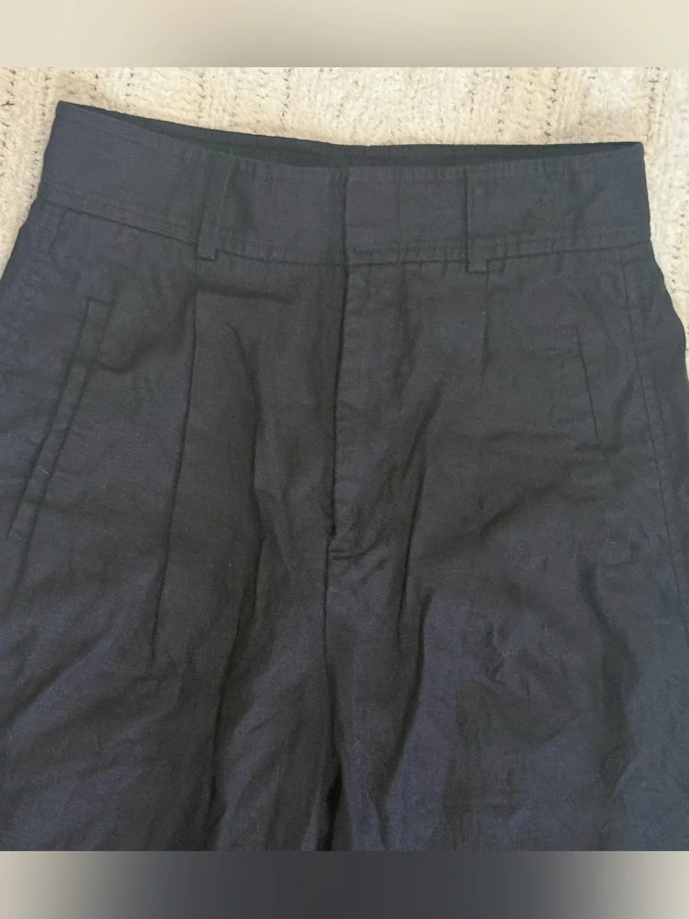Everlane The Linen Way-High Drape Pant Black 100% European Flax Linen Size 0
